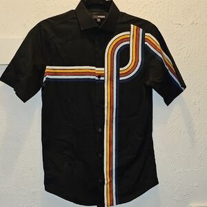 MURANO Black Shirt with Vibrant Stripes